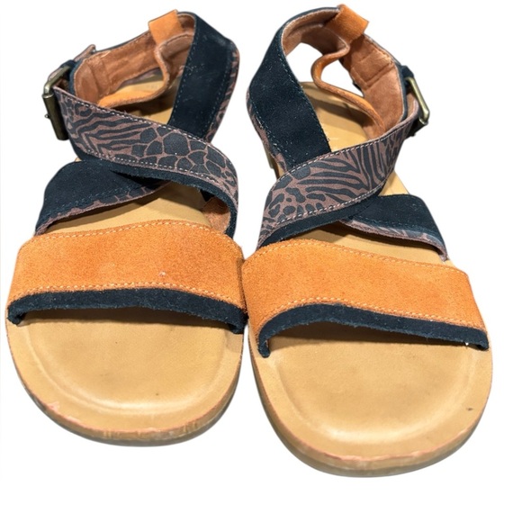 TOMS Sidney Animal Print buckle leather sandals size 7 - Picture 4 of 7